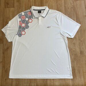 GREG NORMAN TASSO ELBA POLO SHIRT MENS XXL GOLF PLAY DRY PERFORMANCE GEOMETRIC